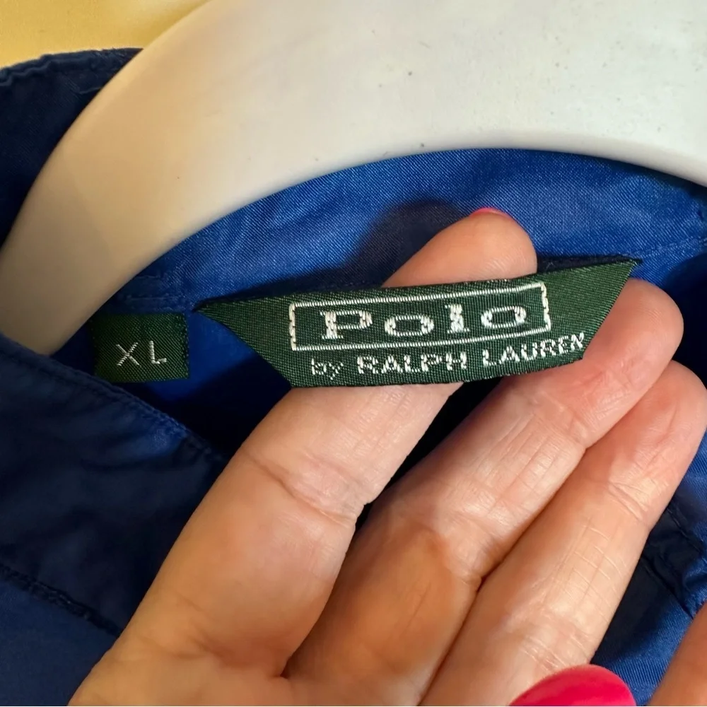 Vintage 90s Polo Ralph Lauren Color Block Jacket Blue Yellow Rare Y2K Logo Nylon